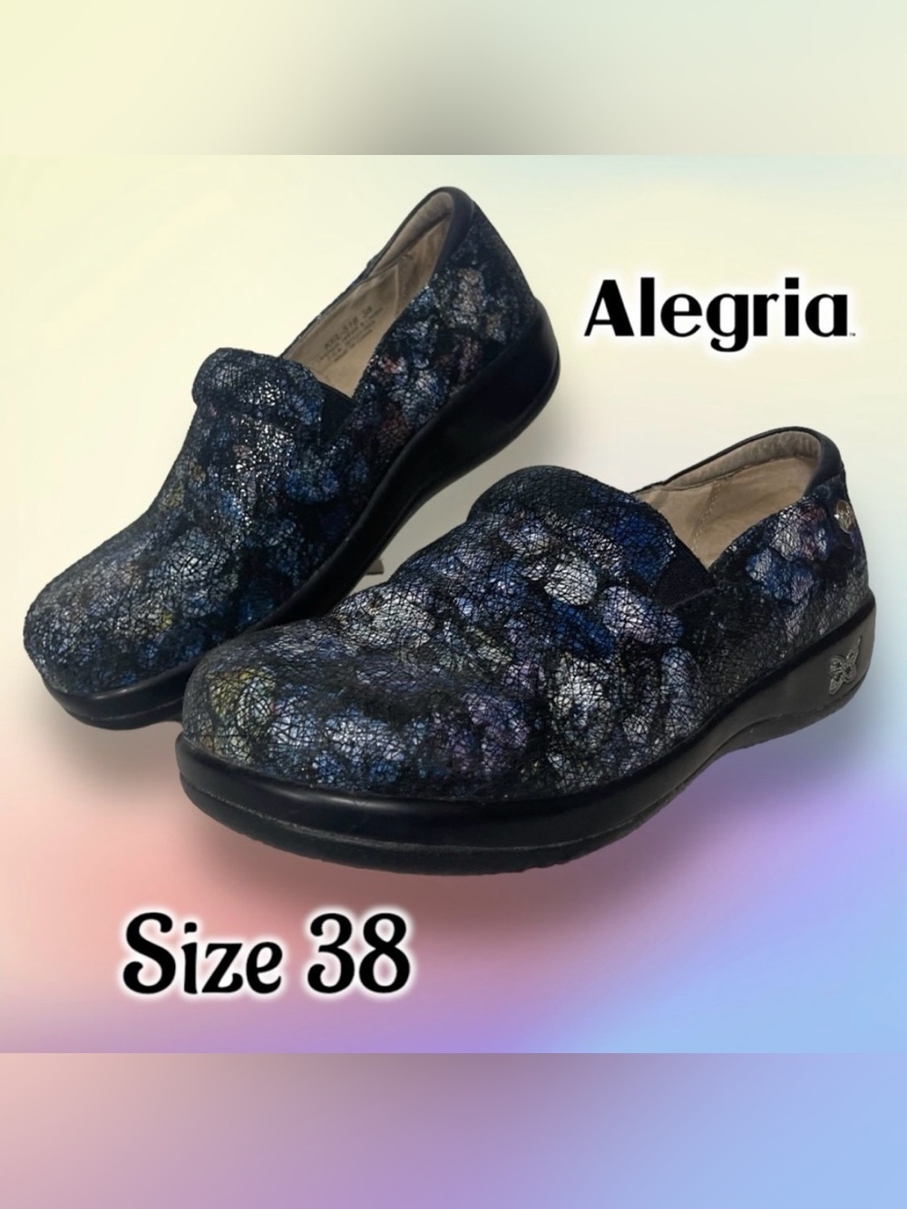 Alegria Keli PRO Quarry Crackle Nursing Clogs Shoes Size 38